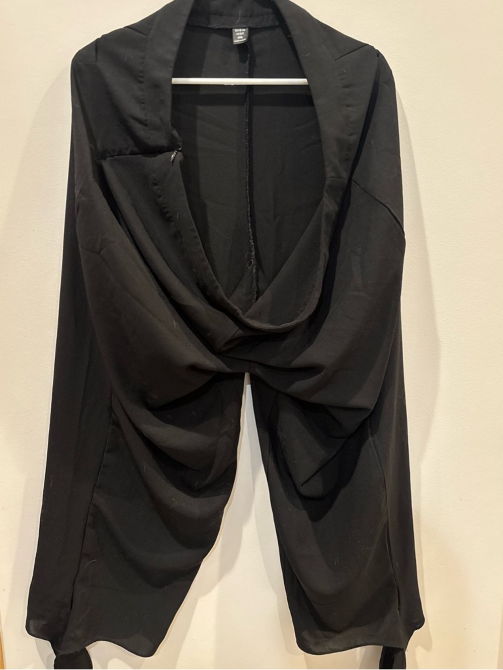 4XL SHEIN Black Draped Cowl Wide-Leg pants